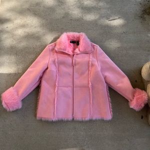 Vintage relativity pink faux fur 90s coat
